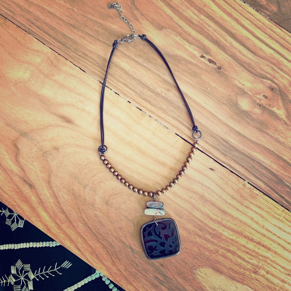 Silpada Freshwater Pearl Abalone Shell Necklace
